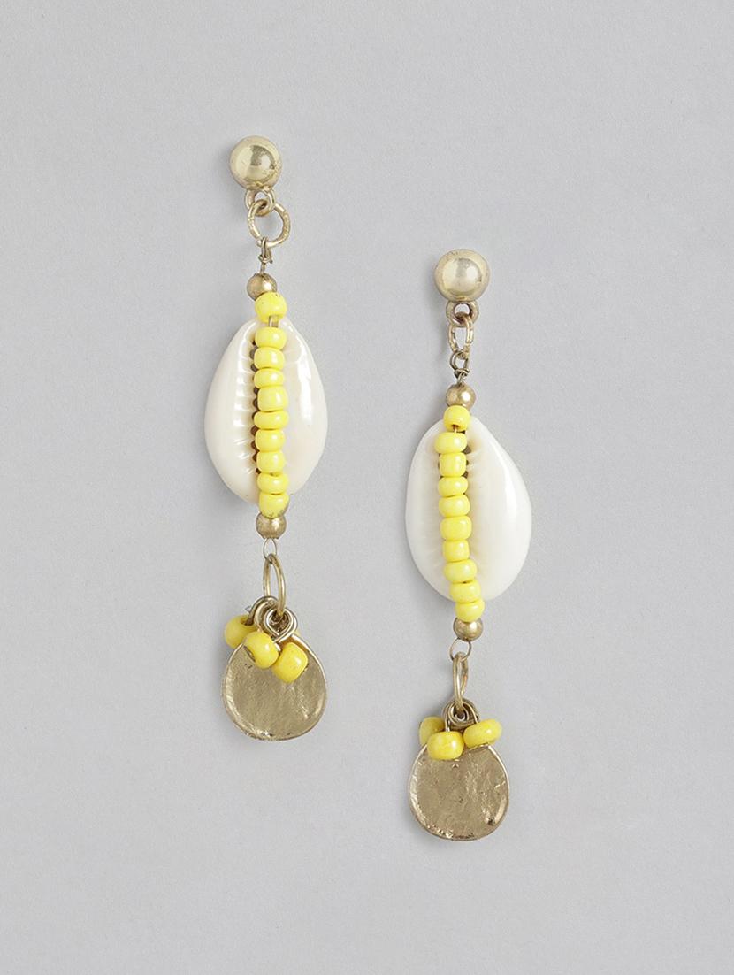 yellow metal drop earring - 18030239 -  Zoom Image - 0