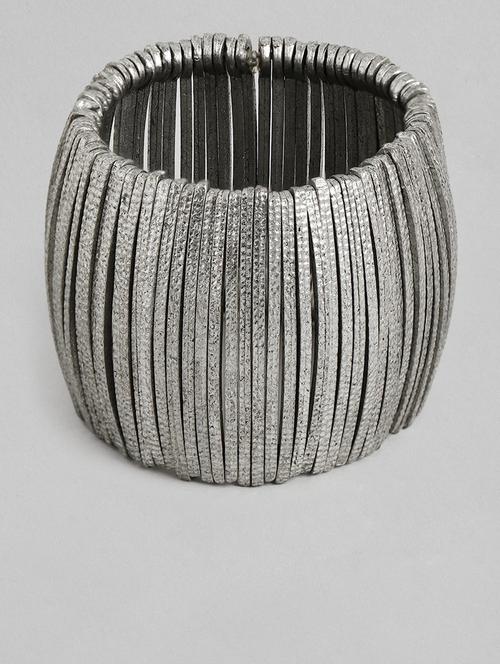 silver-toned & black geometric drop earrings - 18030253 - Standard Image - 0