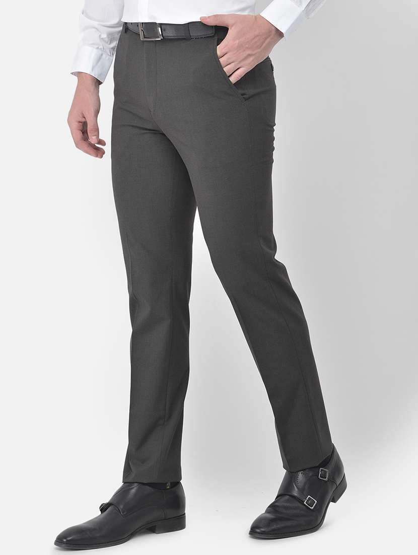 grey textured flat front formal trouser - 18030368 -  Standard Image - 1