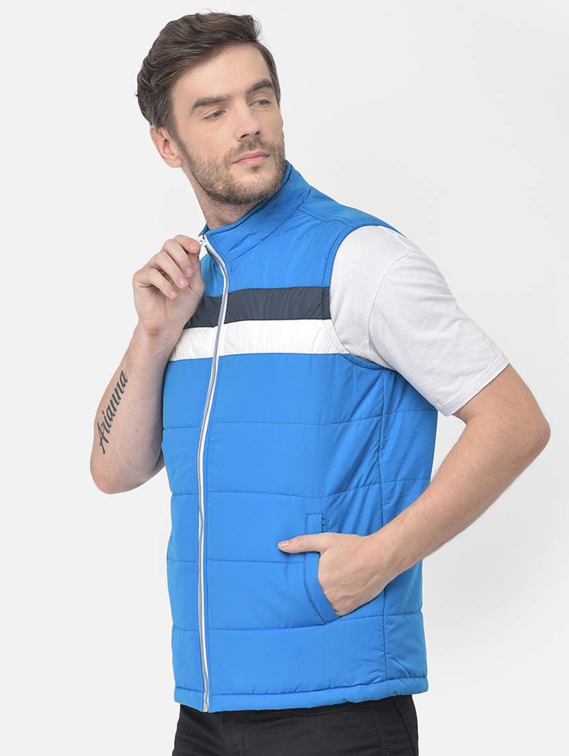 men blue striped quilted jacket - 18030393 -  Standard Image - 1