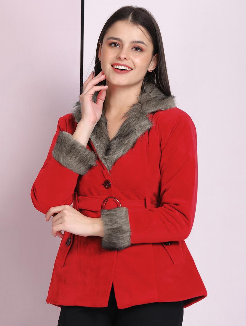shirt collar solid fur jacket - 18030414 - Zoom Image - 0