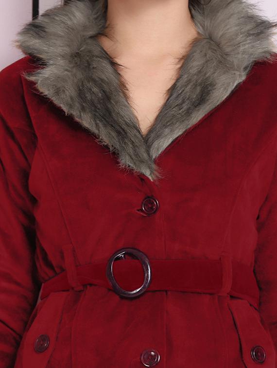 shirt collar solid fur jacket - 18030416 - Standard Image - 4