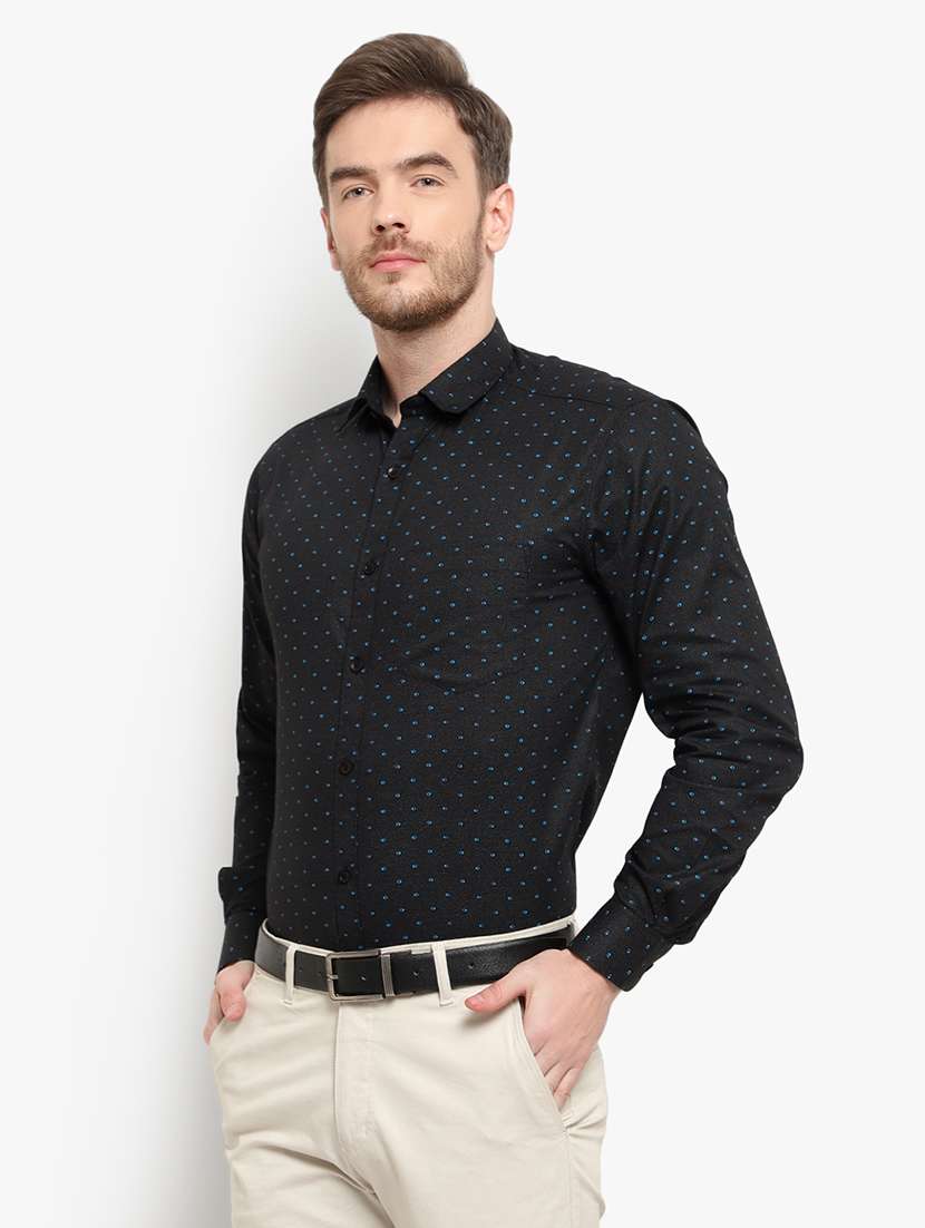 mens micro print formal shirt - 18030699 - Standard Image - 1