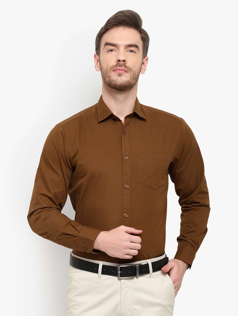 brown solid formal shirt