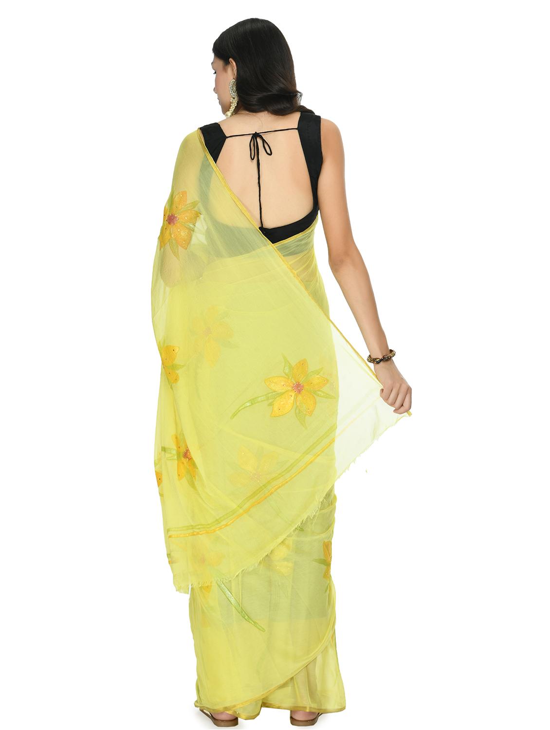 floral printed saree with blouse - 18030833 -  Standard Image - 1
