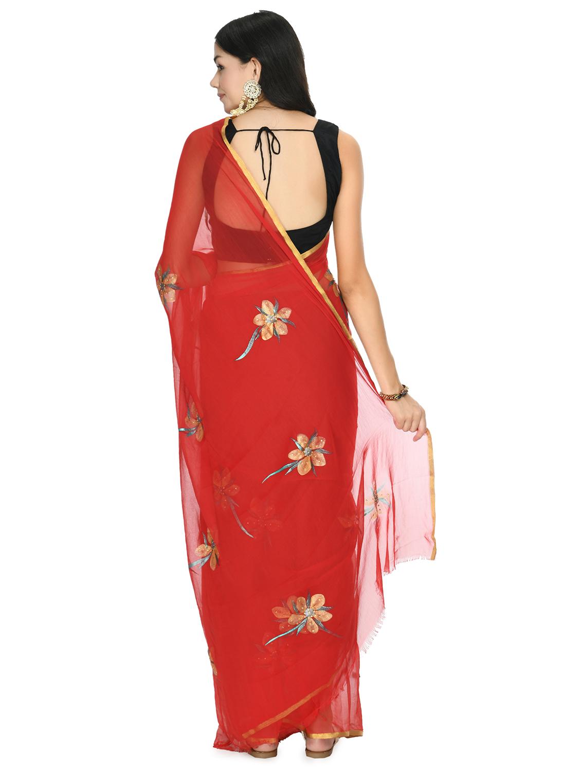 floral printed saree with blouse - 18030835 -  Standard Image - 1