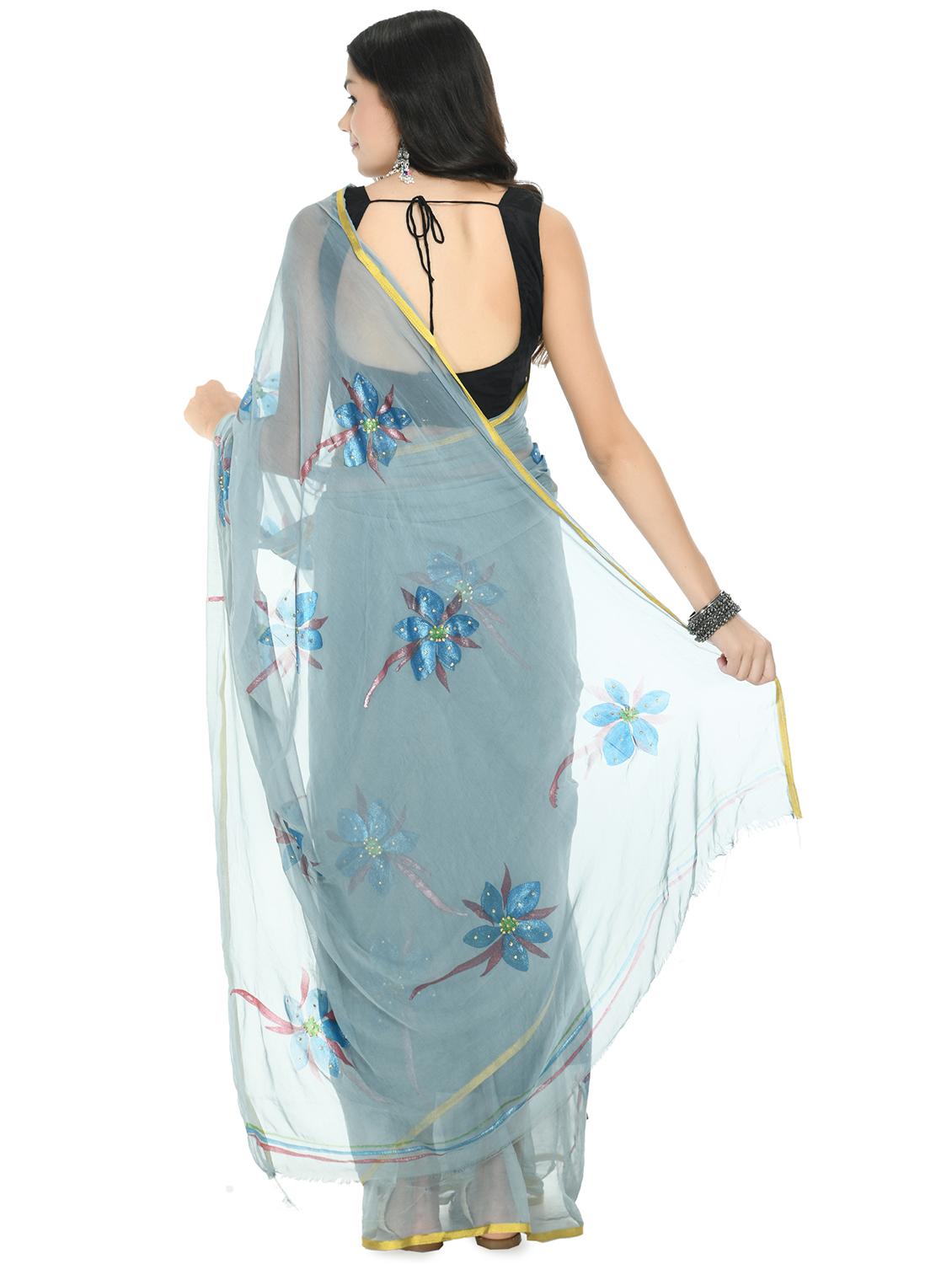 floral printed saree with blouse - 18030837 -  Standard Image - 1