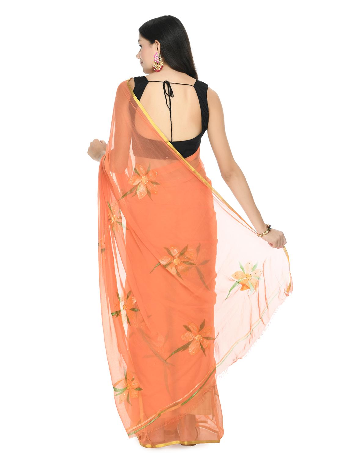 floral printed saree with blouse - 18030839 - Standard Image - 1