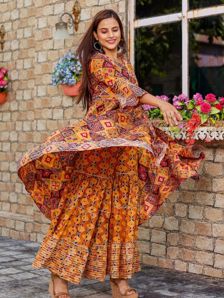 anarkali with pant cotton - 18031065 - Standard Image - 1