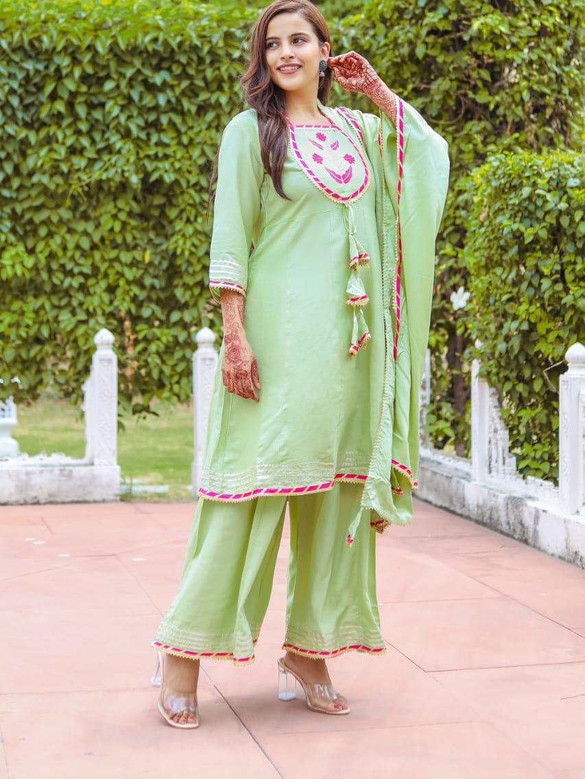 kurta dupatta palazo  - 18031085 -  Standard Image - 1