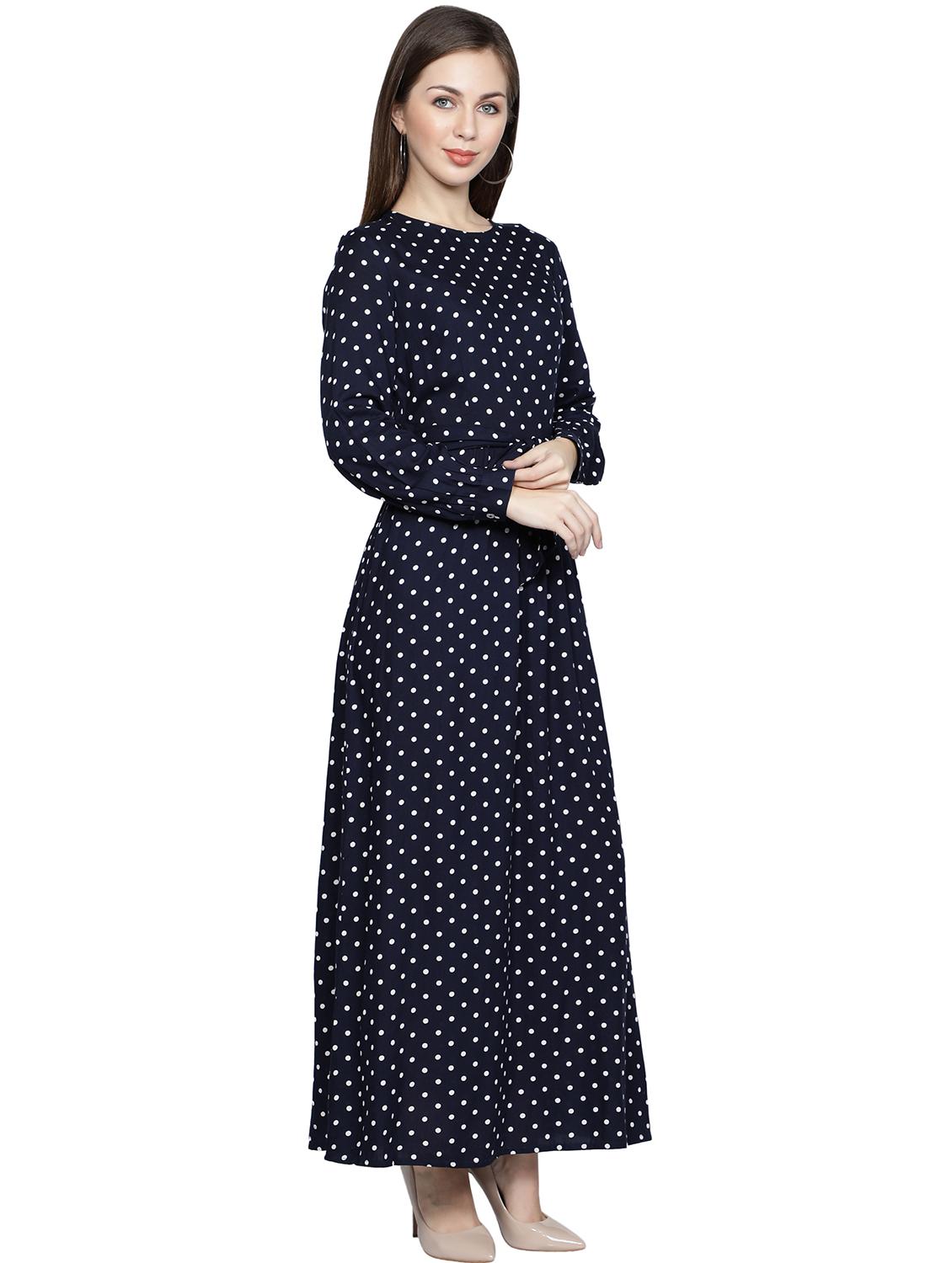 crew neck polka print maxi dress - 18031434 -  Standard Image - 1