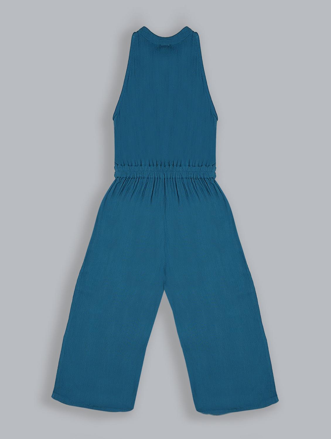 teal blue solid jumpsuit  - 18031599 -  Standard Image - 1