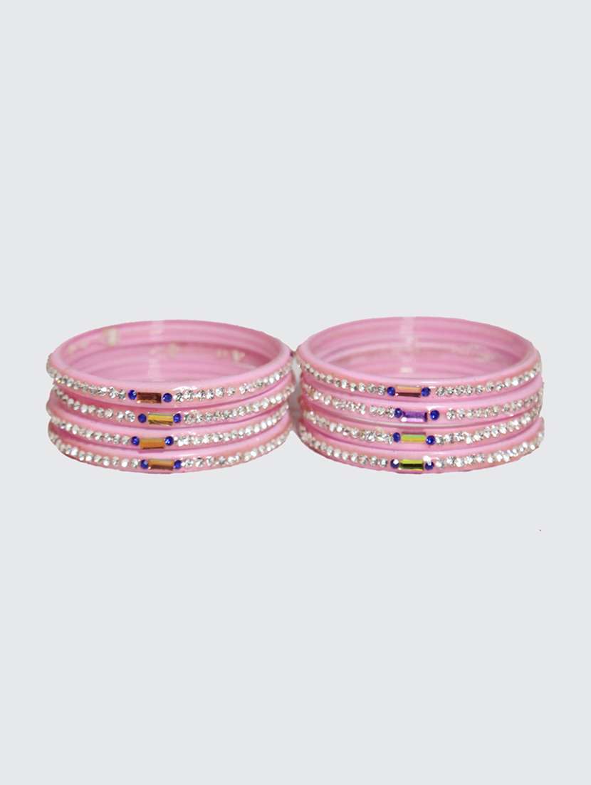 handmade glass pink bangles set of 8 - 18031715 - Standard Image - 1