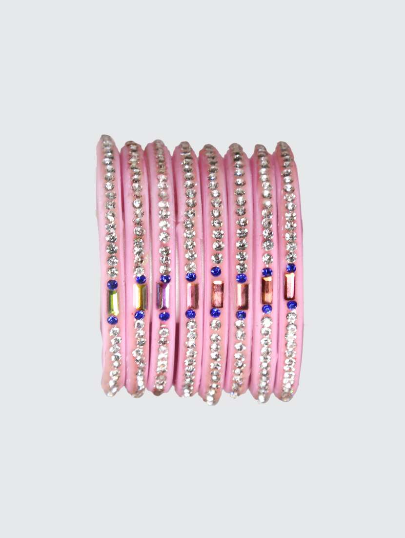 handmade glass pink bangles set of 8 - 18031715 - Standard Image - 4