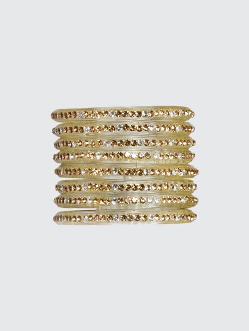 handmade glass white bangles set of 8 - 18031716 -  Standard Image - 0