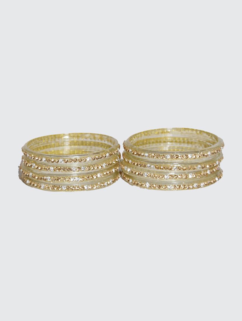 handmade glass white bangles set of 8 - 18031716 - Standard Image - 1