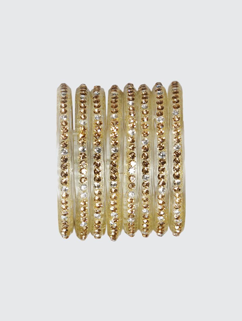 handmade glass white bangles set of 8 - 18031716 - Standard Image - 4