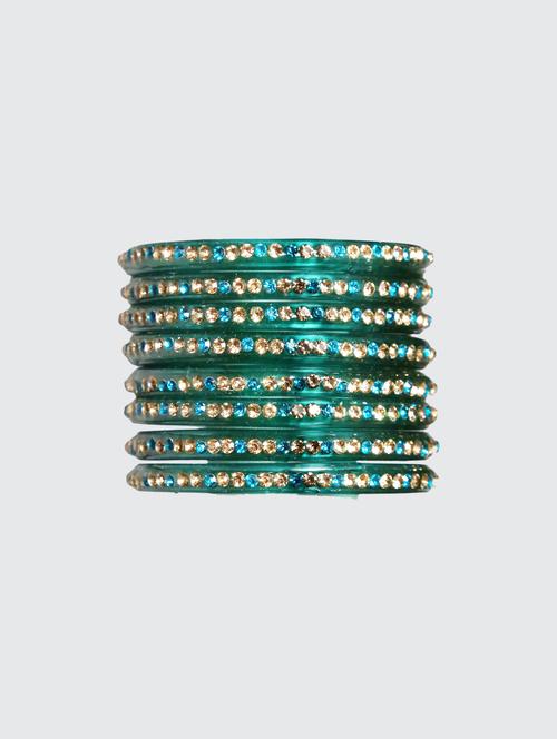 handmade glass green bangles set of 8 - 18031718 - Standard Image - 0