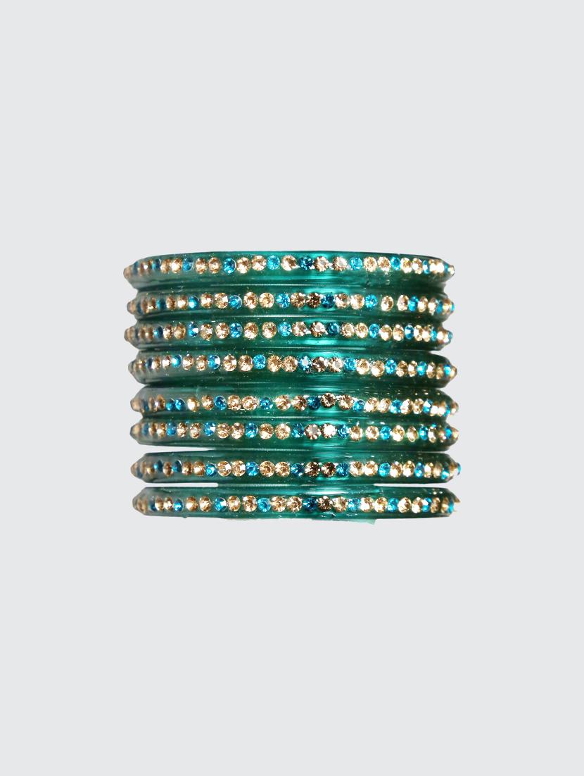 handmade glass green bangles set of 8 - 18031718 - Zoom Image - 0