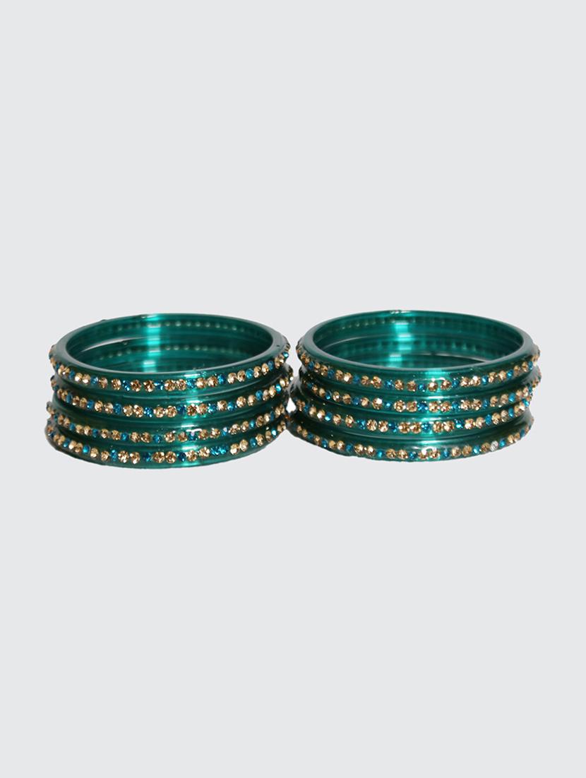 handmade glass green bangles set of 8 - 18031718 - Standard Image - 1