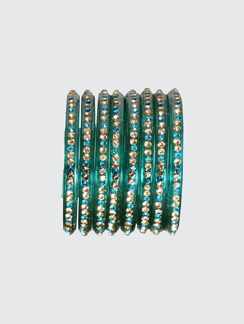 handmade glass green bangles set of 8 - 18031718 - Standard Image - 4