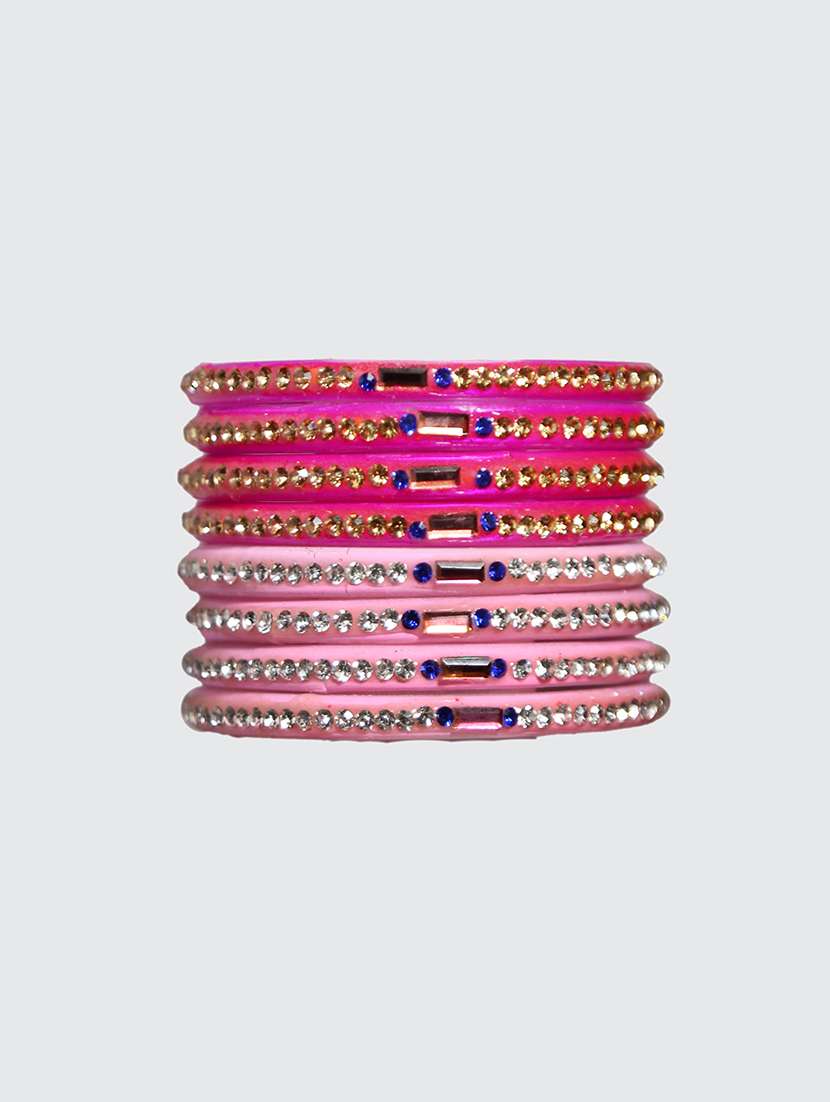 handmade glass pink and pitch bangles set of 8 - 18031723 - Zoom Image - 0
