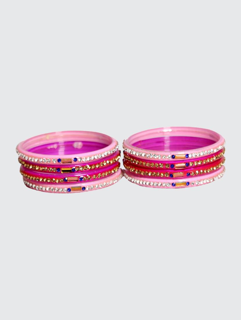 handmade glass pink and pitch bangles set of 8 - 18031723 - Standard Image - 1