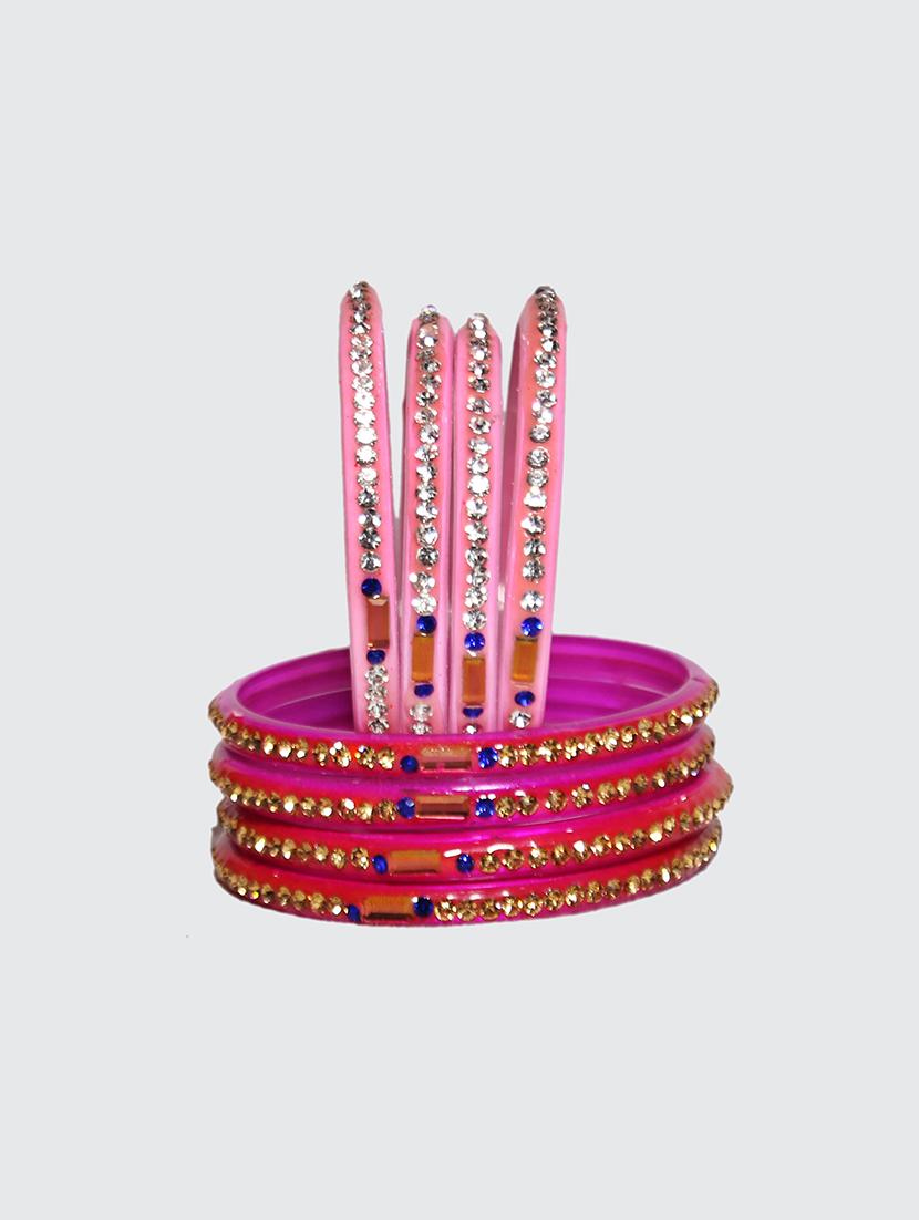 handmade glass pink and pitch bangles set of 8 - 18031723 - Standard Image - 4