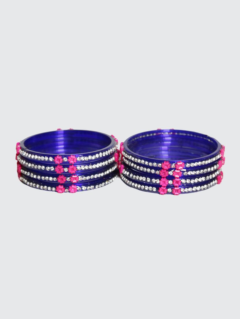handmade blue glass flower bangles set of 8 - 18031725 -  Standard Image - 1