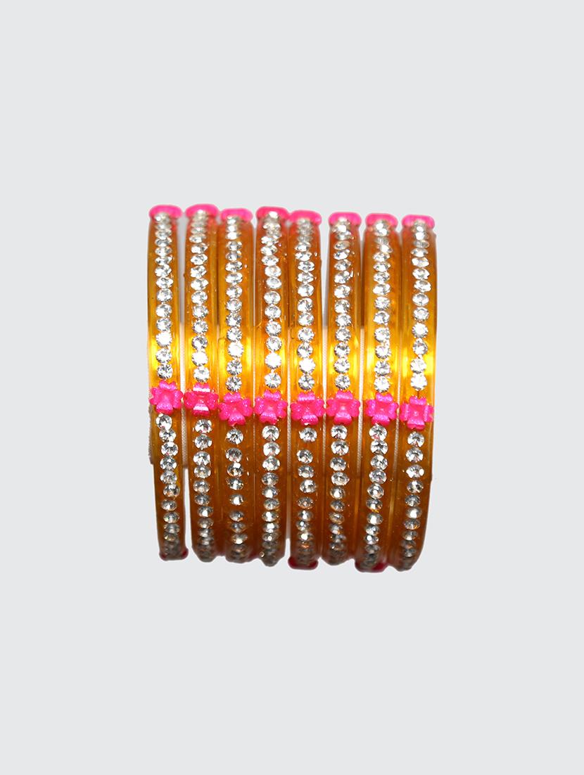 handmade golden glass flower bangles set of 8 - 18031728 - Standard Image - 4