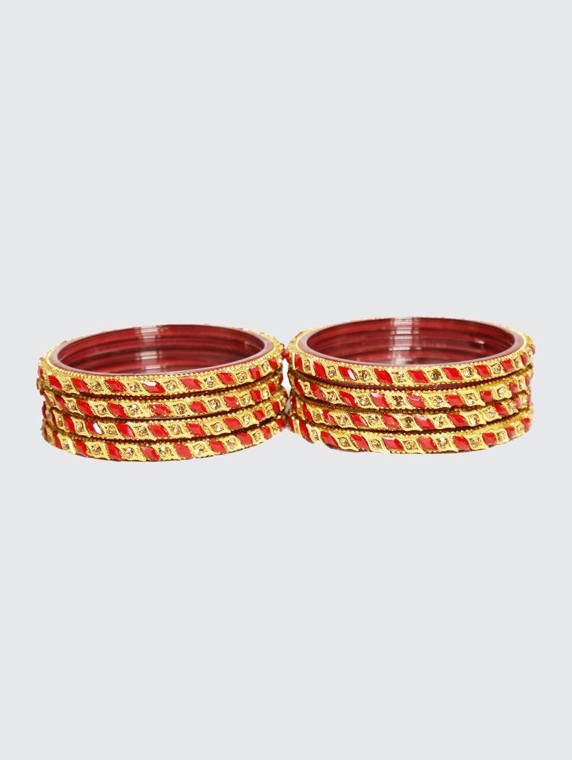 handmade traditional bangle red & golden beets set of 8 - 18031733 - Standard Image - 1