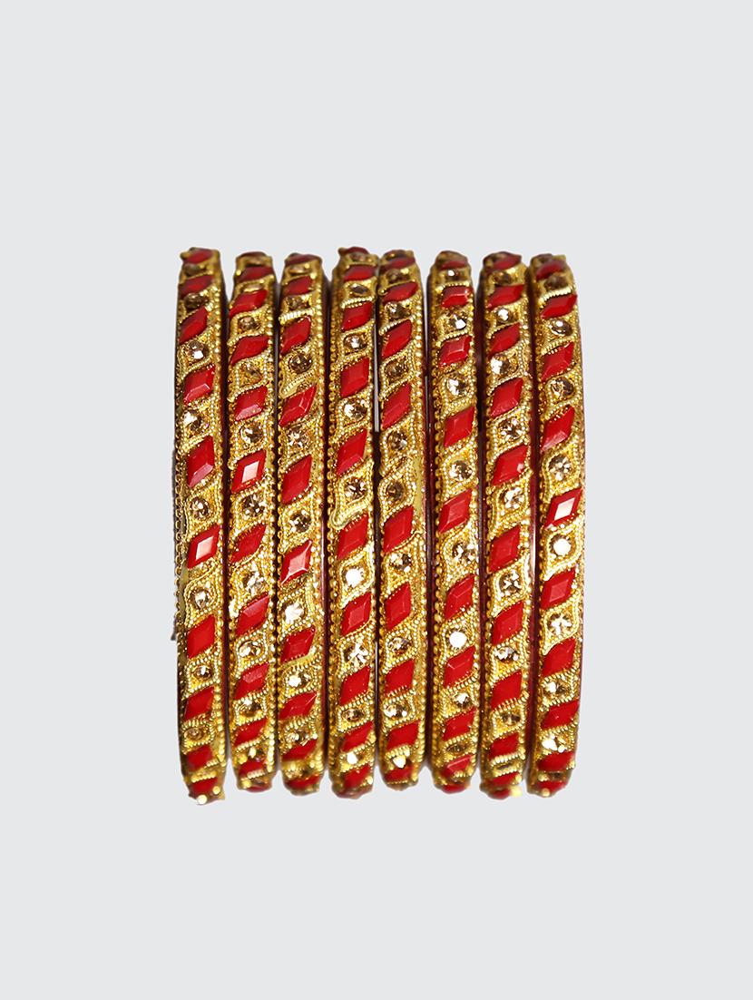handmade traditional bangle red & golden beets set of 8 - 18031733 - Standard Image - 4