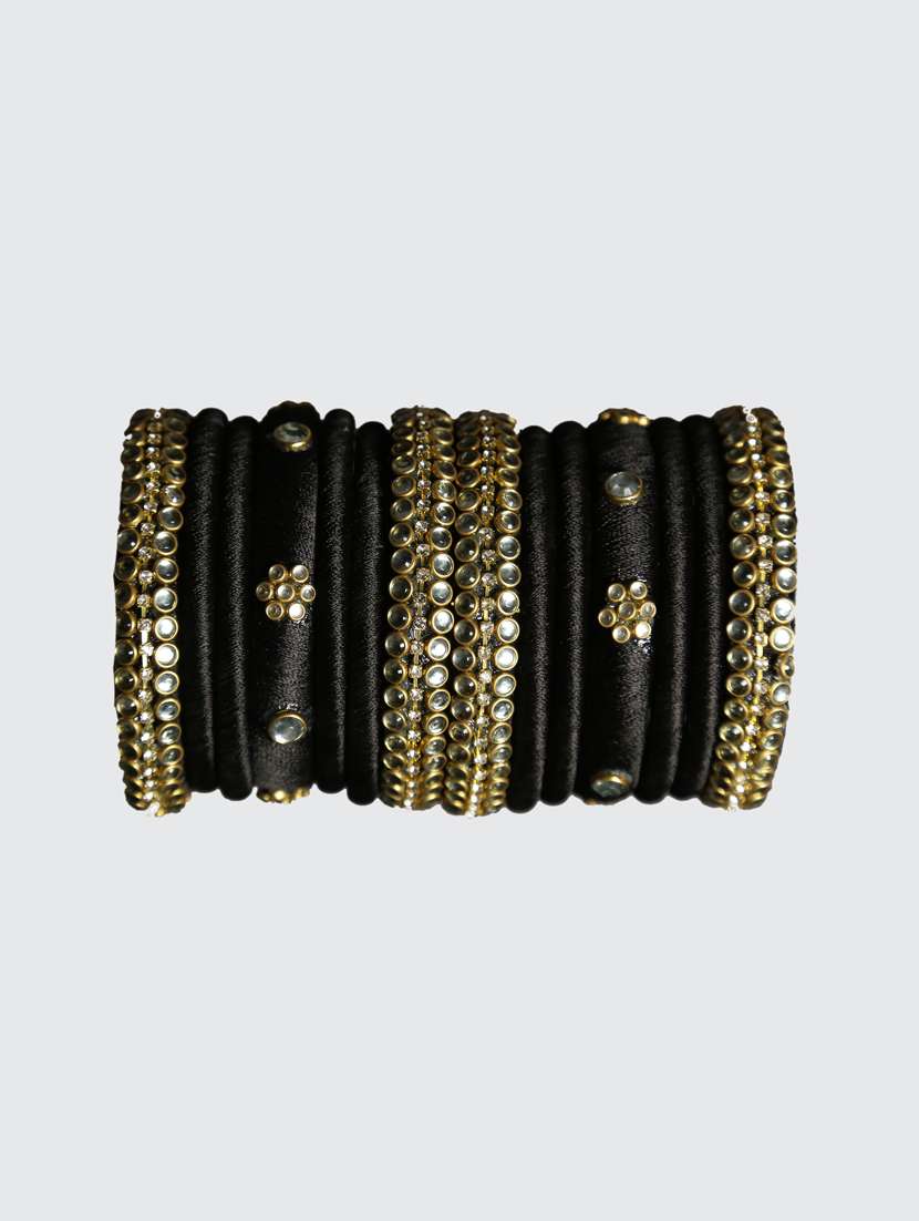 handmade silk thread black bangles set of 14 - 18031743 - Standard Image - 4
