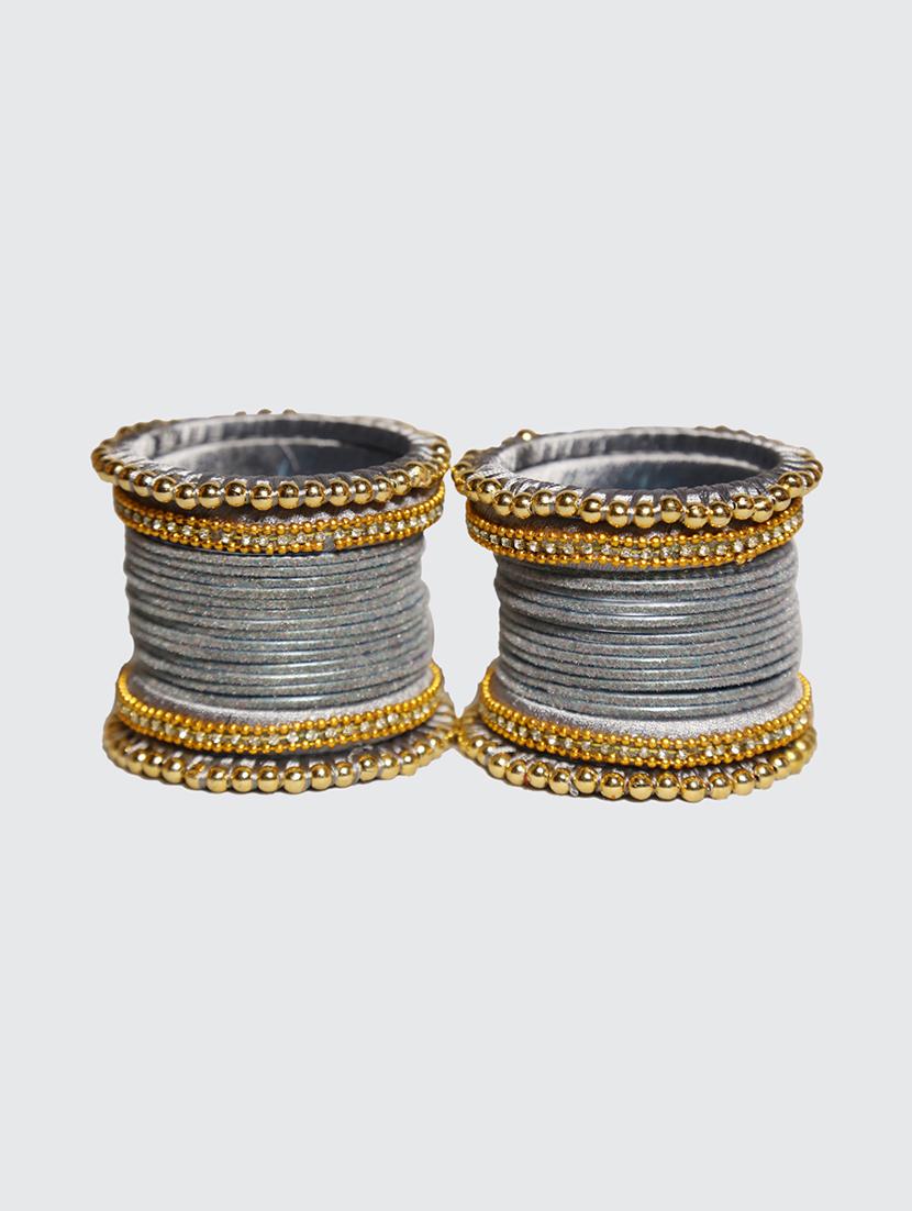 handmade silk thread grey bangles set of 32 - 18031756 - Standard Image - 1
