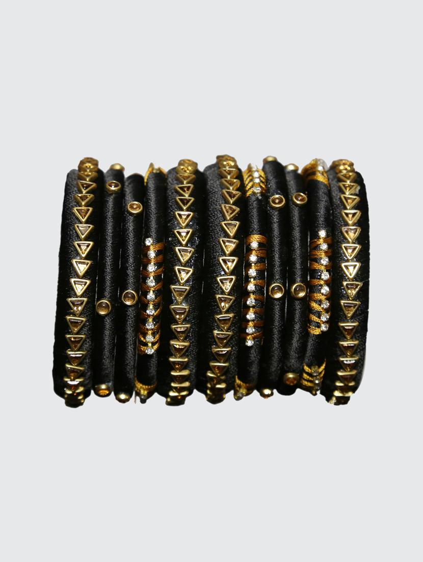handmade silk thread black bangles set of 12 - 18031763 - Standard Image - 4