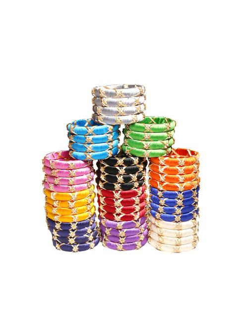 handmade silk thread multicolor bangles cross set of 48 - 18031772 - Standard Image - 0