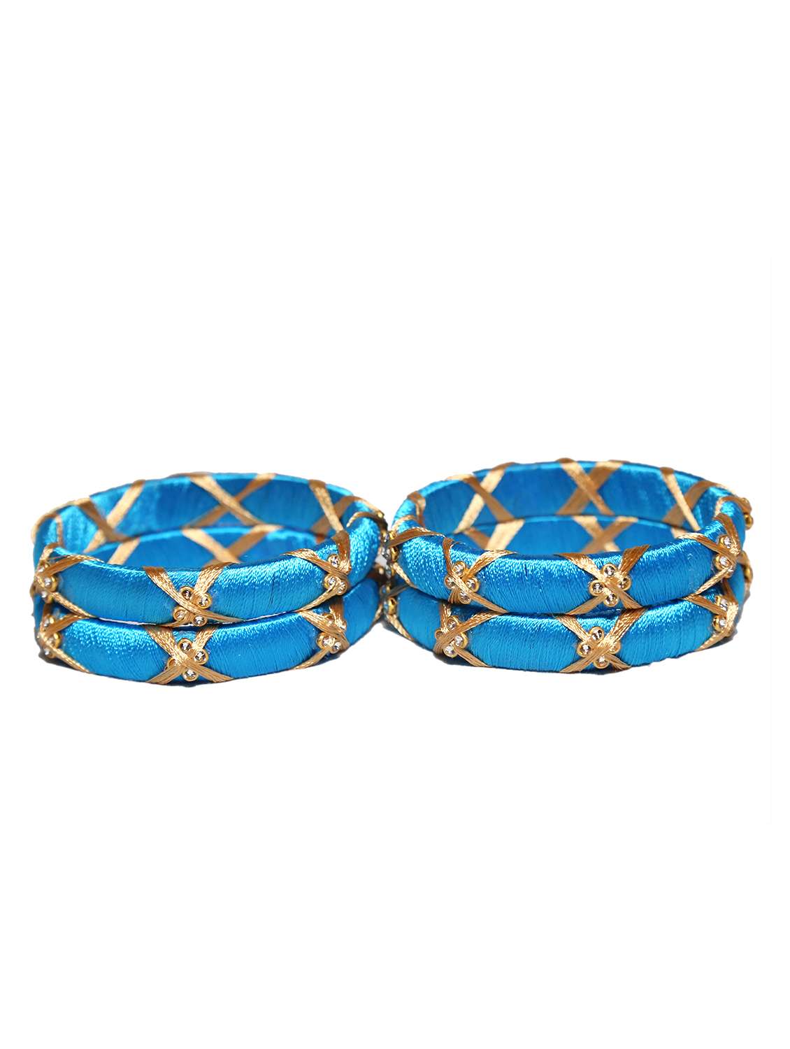 handmade silk thread light blue bangles cross set of 4 - 18031783 -  Standard Image - 1