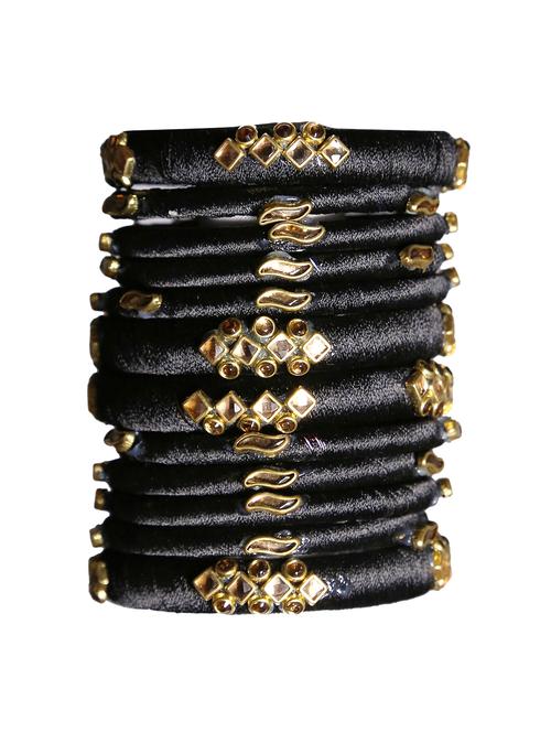  handmade silk thread black bangles set of 12 - 18031790 -  Standard Image - 0