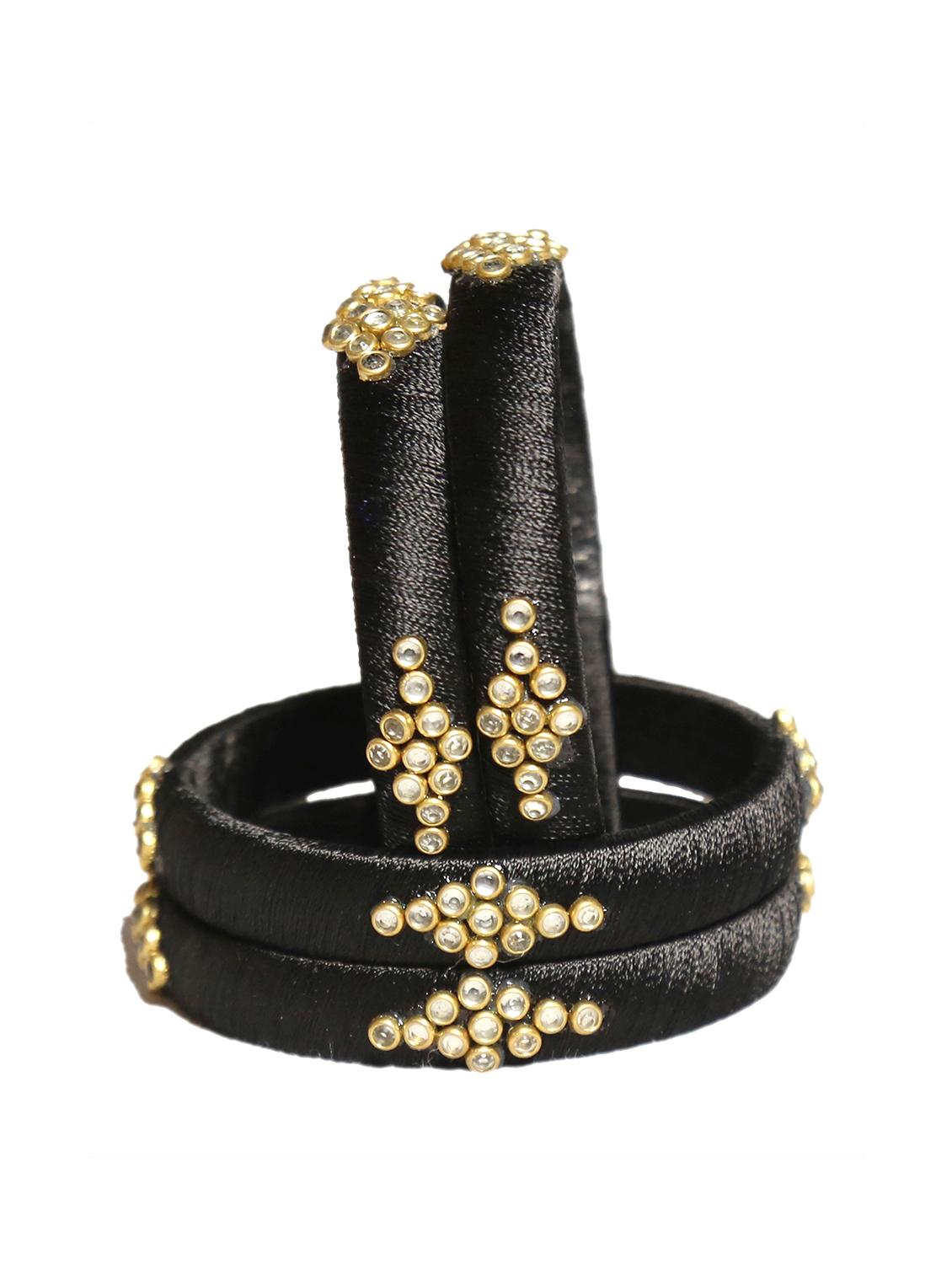 handmade silk thread black set of 4 - 18031800 - Standard Image - 1