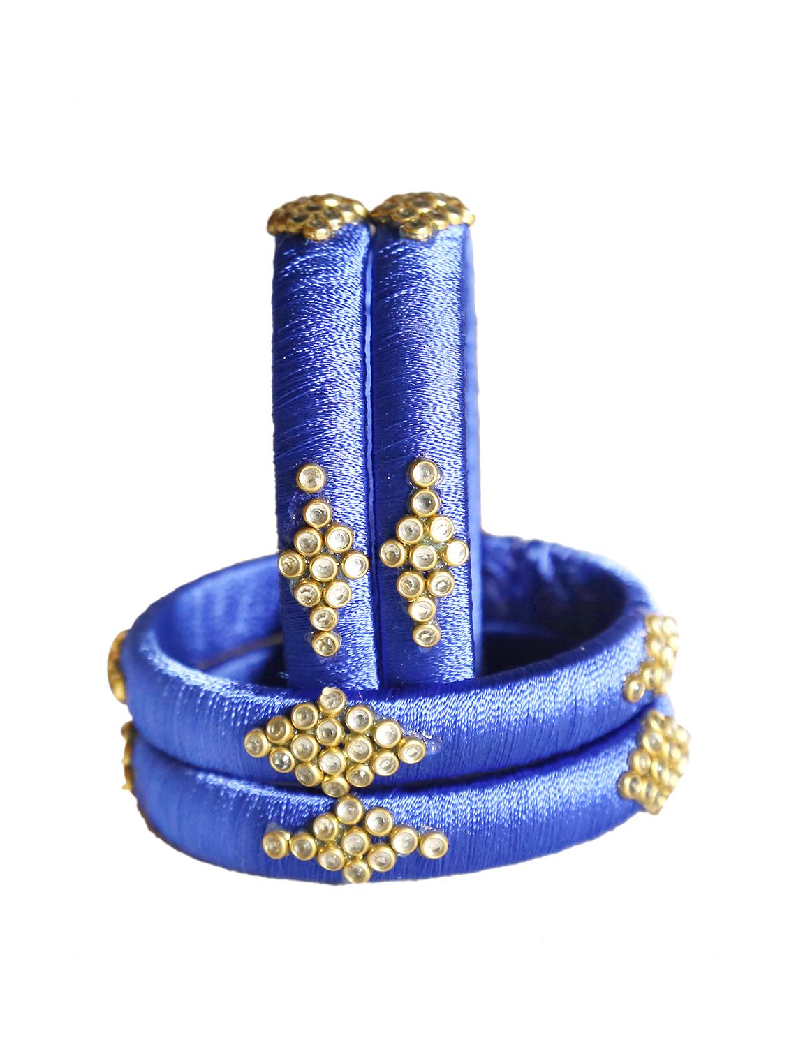 handmade silk thread blue set of 4 - 18031804 - Standard Image - 1