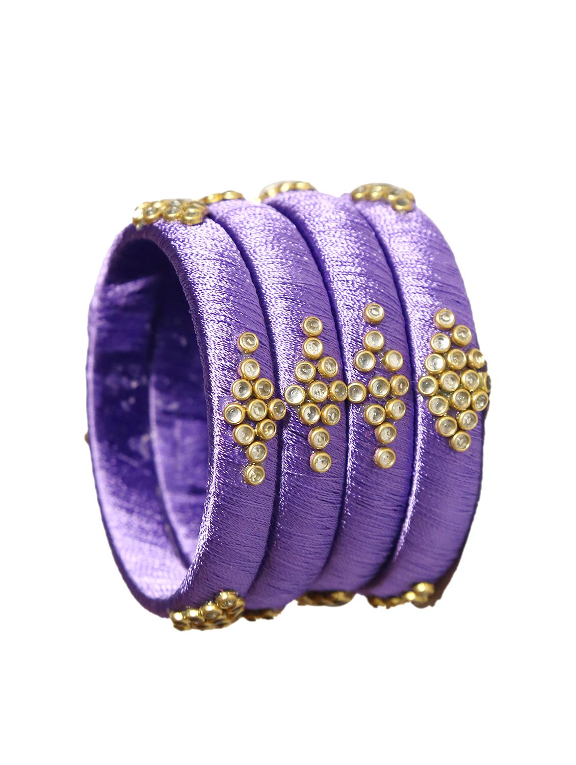 handmade silk thread purple set of 4 - 18031806 - Standard Image - 1