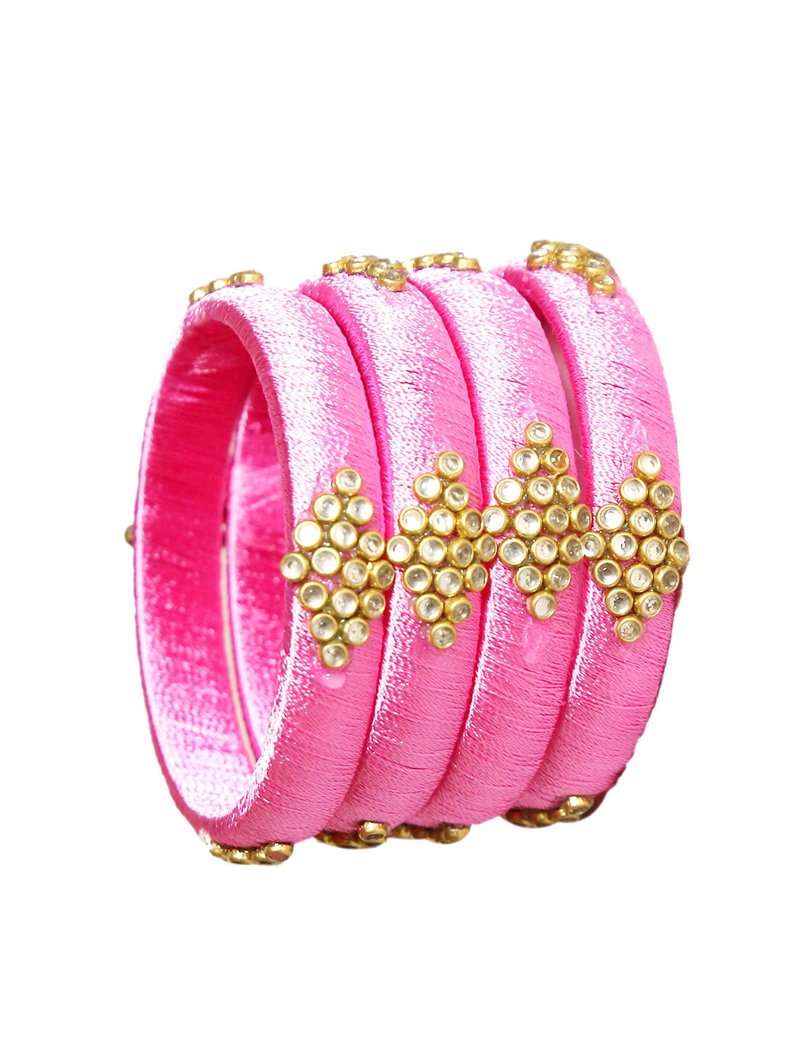 handmade silk thread pink set of 4 - 18031810 - Standard Image - 1