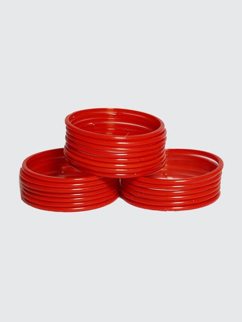 plain glass red bangles set of 24 - 18031853 - Standard Image - 0