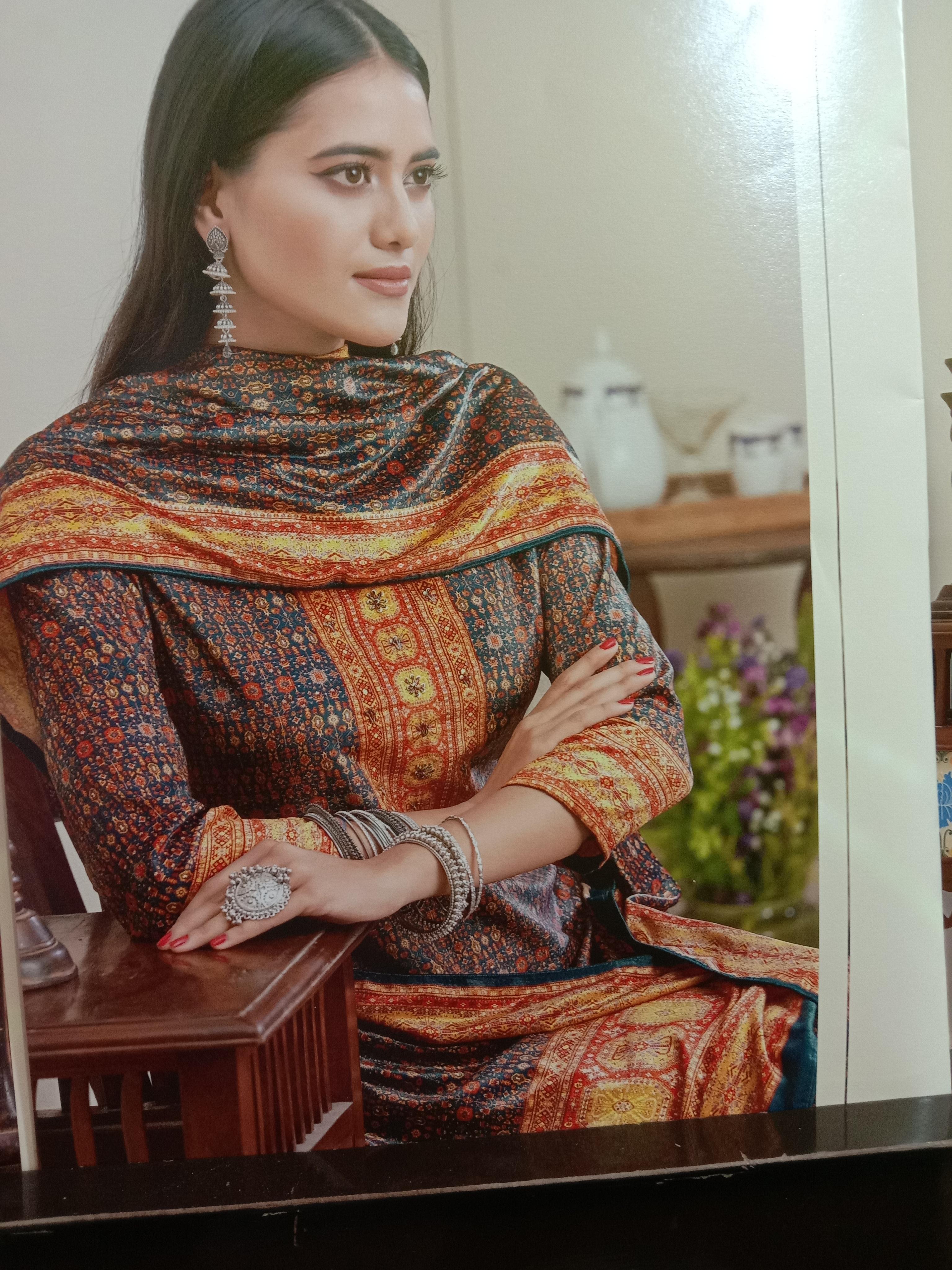 suite dupatta shalwar in velvet - 18031970 - Standard Image - 1
