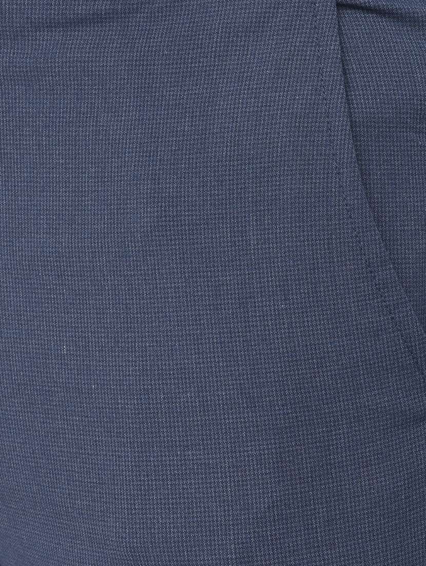 navy blue textured flat front formal trouser - 18032006 -  Standard Image - 4