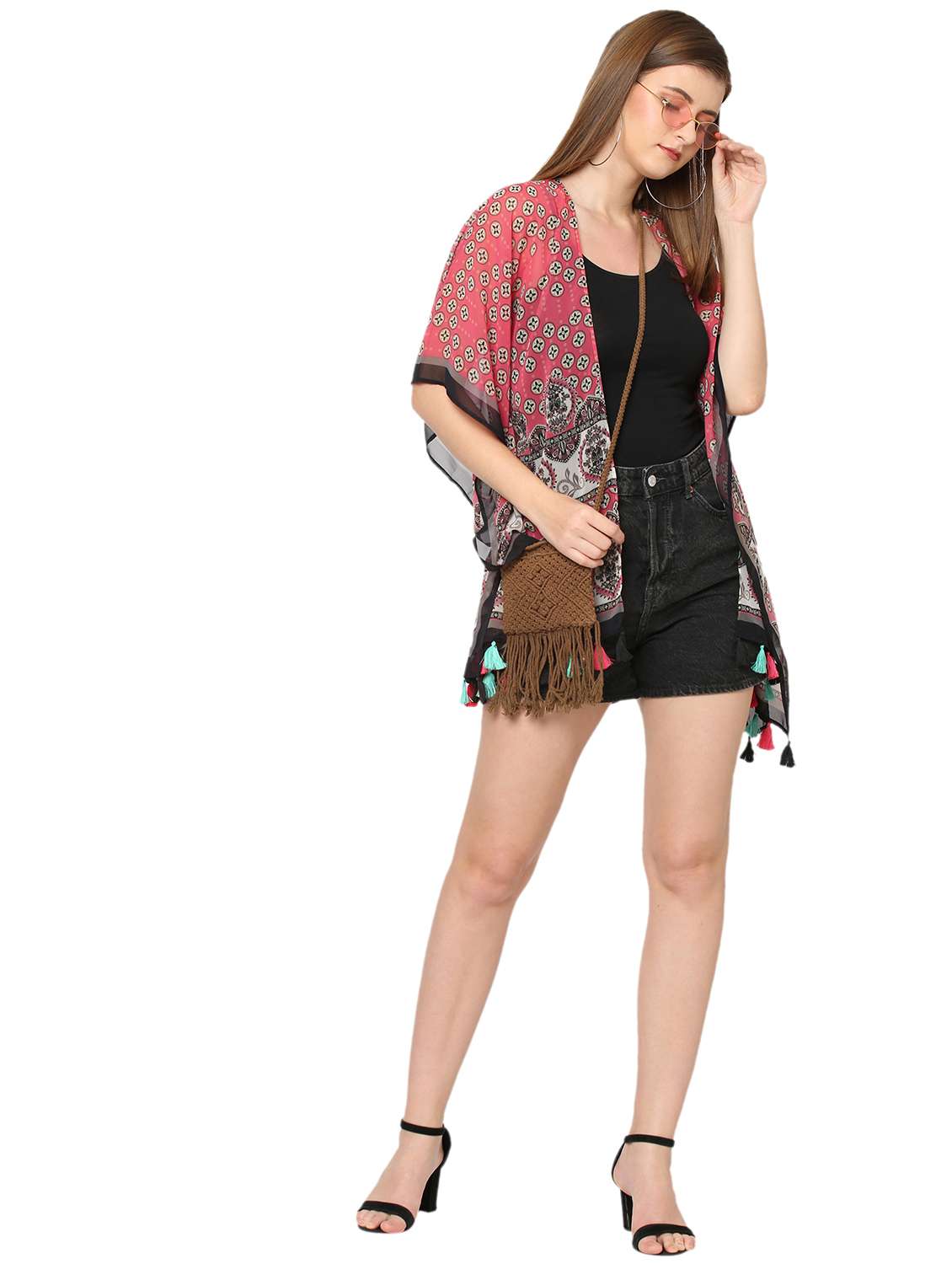 women printed short sleeves shrug - 18032186 - Standard Image - 4