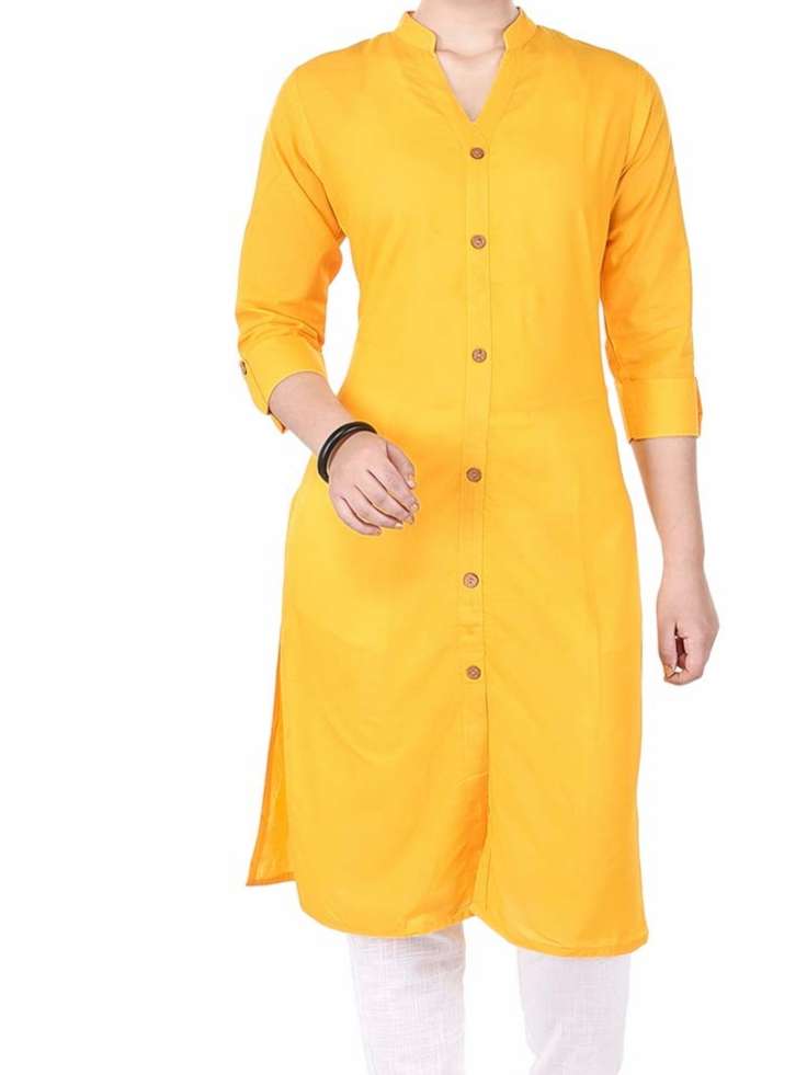 yellow colour cotton kurti - 18032303 - Standard Image - 1