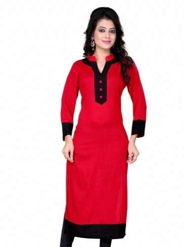 red colour cotton kurti  - 18032315 -  Standard Image - 1