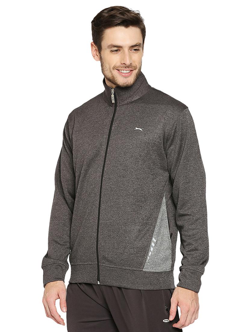 grey solid casual jacket - 18032720 -  Standard Image - 1