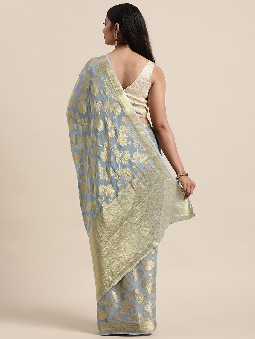 zari work woven saree with blouse - 18032974 - Standard Image - 1